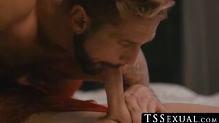 TSSexual.com - Aubrey Kate's doggystyle fucking with a horny hunk ends in a cum explo