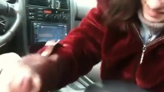 Russian Amateur Gives Blowjob in a Car During Lunch Break