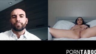 PornTaboos.com - Sexy Athena Faris' webcam pussy play teases her bald stud captive