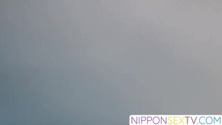 NipponSexTV.com - Hairy Japanese exhibitionist pisses on hidden voyeur cam