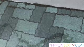 NipponSexTV.com - Hairy Japanese exhibitionist pisses on hidden voyeur cam