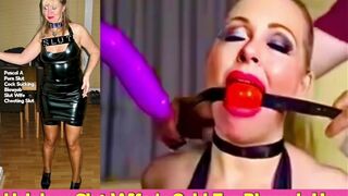 Helpless Slave Slut Wife Sucking off a Dildo Deepthroat Swingers Blowjob Sex Training