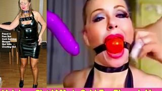 Helpless Slave Slut Wife Sucking off a Dildo Deepthroat Swingers Blowjob Sex Training