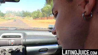 Skinny Latino twink Lorenzo Latin rides stud Leo hard dick