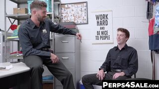 Tatted security officer sucked and milked by twink buddy