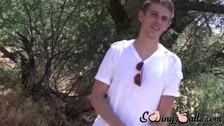 Young stud Oliver Dean shows us that outdoor cock stroking is fun too