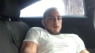 Big-Cock Guy Strokes in a Car