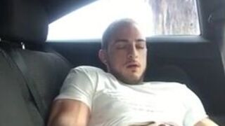 Big-Cock Guy Strokes in a Car