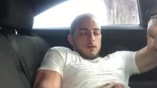 Big-Cock Guy Strokes in a Car