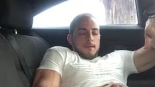 Big-Cock Guy Strokes in a Car