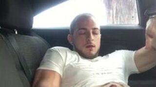 Big-Cock Guy Strokes in a Car