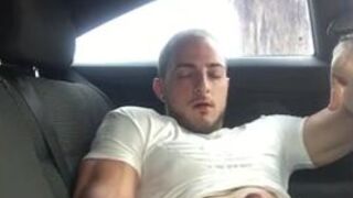 Big-Cock Guy Strokes in a Car