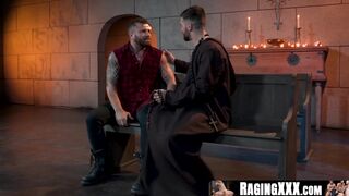 RagingXXX.com - Handsome guy anally fucked by a bearded priest post-confession