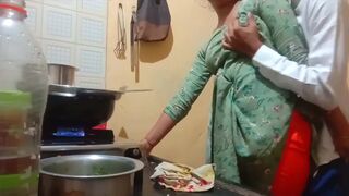 Indian hot wife got fucked while cooking in kitchen