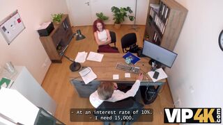 Naughty redhead slut Sirena Milano started her business with hot fuck at the tabletop