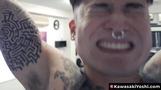 KawasakiYoshi.com - Japanese jock Yoshi Kawasaki intense dildo training play in the g