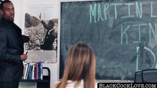 BlackCockLove.com - Big black cock teacher railing hard at students teen pussy rough