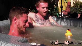 Big dicked Corey Gunz and Dom Ty jack off their dicks while in jacuzzi