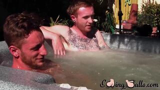 Big dicked Corey Gunz and Dom Ty jack off their dicks while in jacuzzi