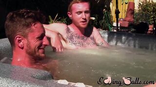 Big dicked Corey Gunz and Dom Ty jack off their dicks while in jacuzzi