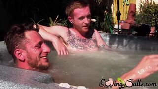 Big dicked Corey Gunz and Dom Ty jack off their dicks while in jacuzzi