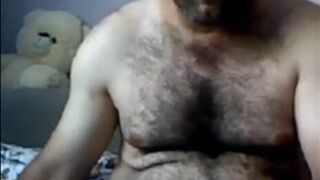 Big-Cock Turkish Bear Masturbates on Webcam