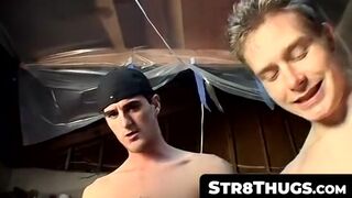 Str8Thugs.com - Three horny dudes group up for a messy cum load jerk-off party