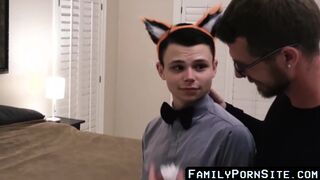 FamilyPornSite.com - Cock-hungry stepson's wild threesome with daddy and his buddy