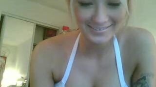 Blonde with Big Fake Tits on Webcam