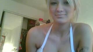 Blonde with Big Fake Tits on Webcam