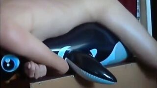 Twink Humping and Cumming on Penguin Inflatable Sex Toy