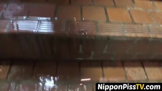 NipponPissTV.com - Japanese amateur drenches staircase with her hot piss outdoors