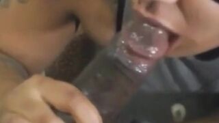 Freaky Amateur Sucks a Big Black Cock