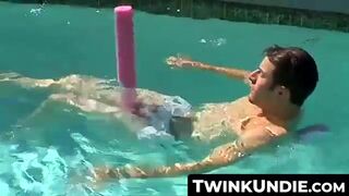 TwinkUndie.com - Zack and Mike's poolside uncut cock jack off session