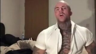 Tatted Stud Strokes His Big Cock Solo