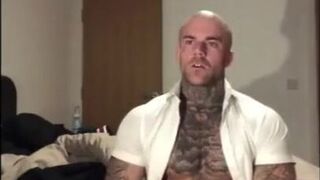 Tatted Stud Strokes His Big Cock Solo