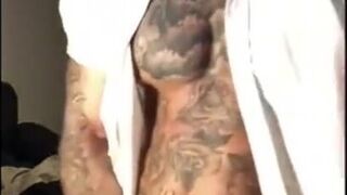 Tatted Stud Strokes His Big Cock Solo