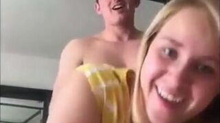 Look into the Camera, Big Tits and Ass in Amateur College Doggy Style Video