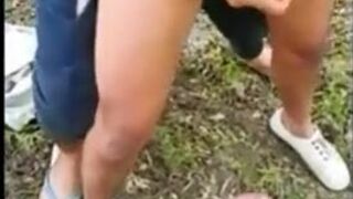 Outdoor Twink Handjob with Big Cock Cumshots