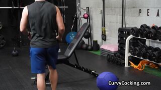 Asian swaps remote vibrator for cock at the gym