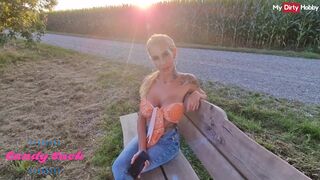 German MILF Candy Suck sucks cock outdoors & gets fucked in POV