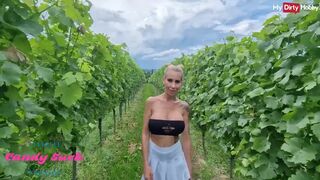 Blowjob & fucking in the vineyard for German amateur Candy Suck