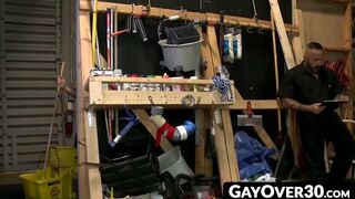 GayOver30.com - Sexy hunks Alessio and Luke have rough sex in a storage room