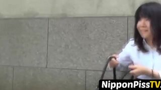 NipponPissTV.com - Naughty Japanese babe peeing outdoors for voyeur pleasure on camer