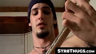 Str8Thugs.com - Straight thug Axel strums his cock while playing with his guitar