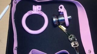 Pink inverted chastity with belt