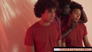 SayUncleNetwork.com - Ebony jock raw fucks young guys in a wild interracial threesome