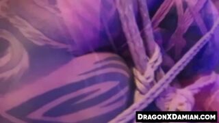 Roped Damian Dragons ass was hammered by my fist and elbows