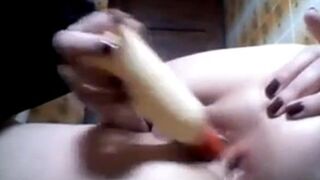 Russian Webcam Girl Anal Play with a Bottle