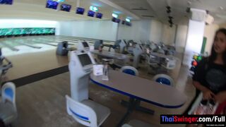 Bowling and POV blowjob from my super cute Thai MILF girlfriend